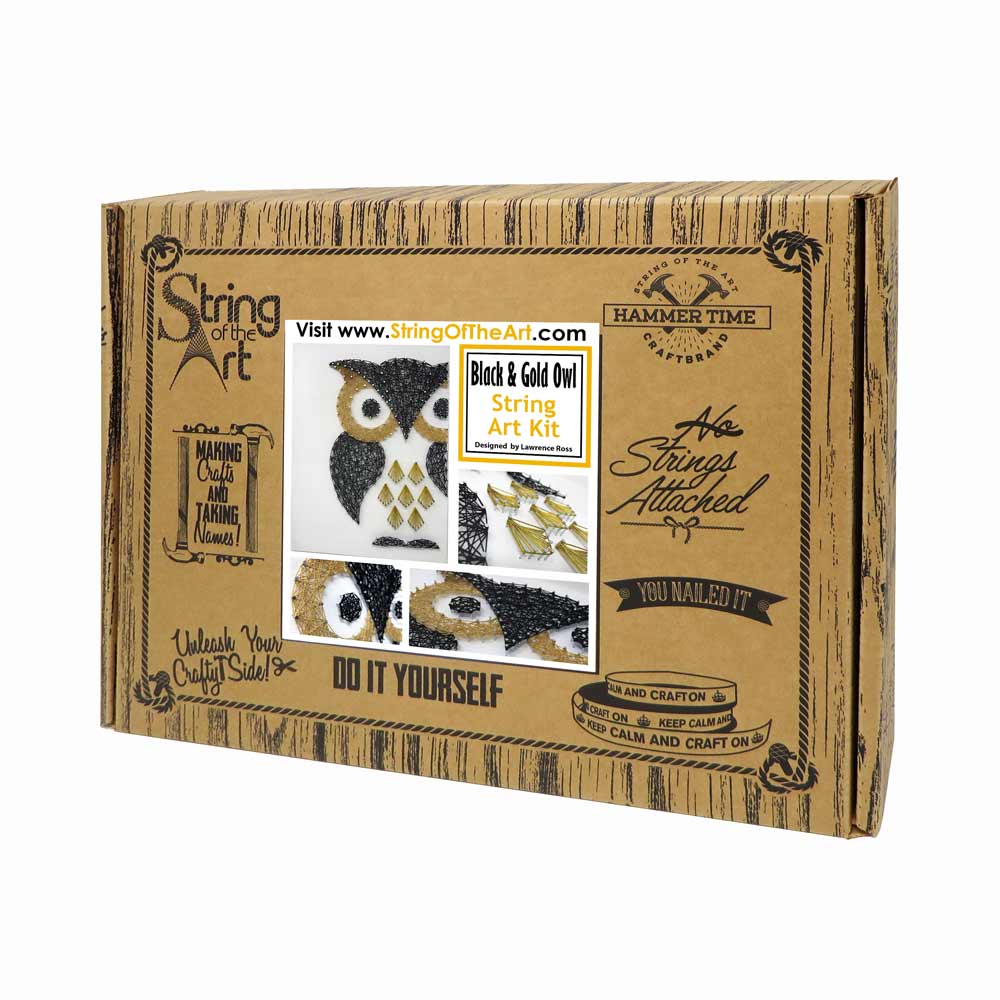 Black and Gold Owl String Art Kit - String of the Art