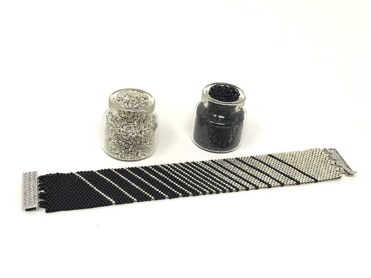 Black to Silver Stripes Beading Kit