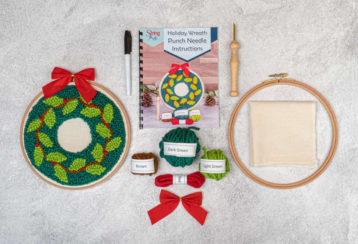 DIY Punch Needle Painting Kit With Embroidery Hoop Yarns For