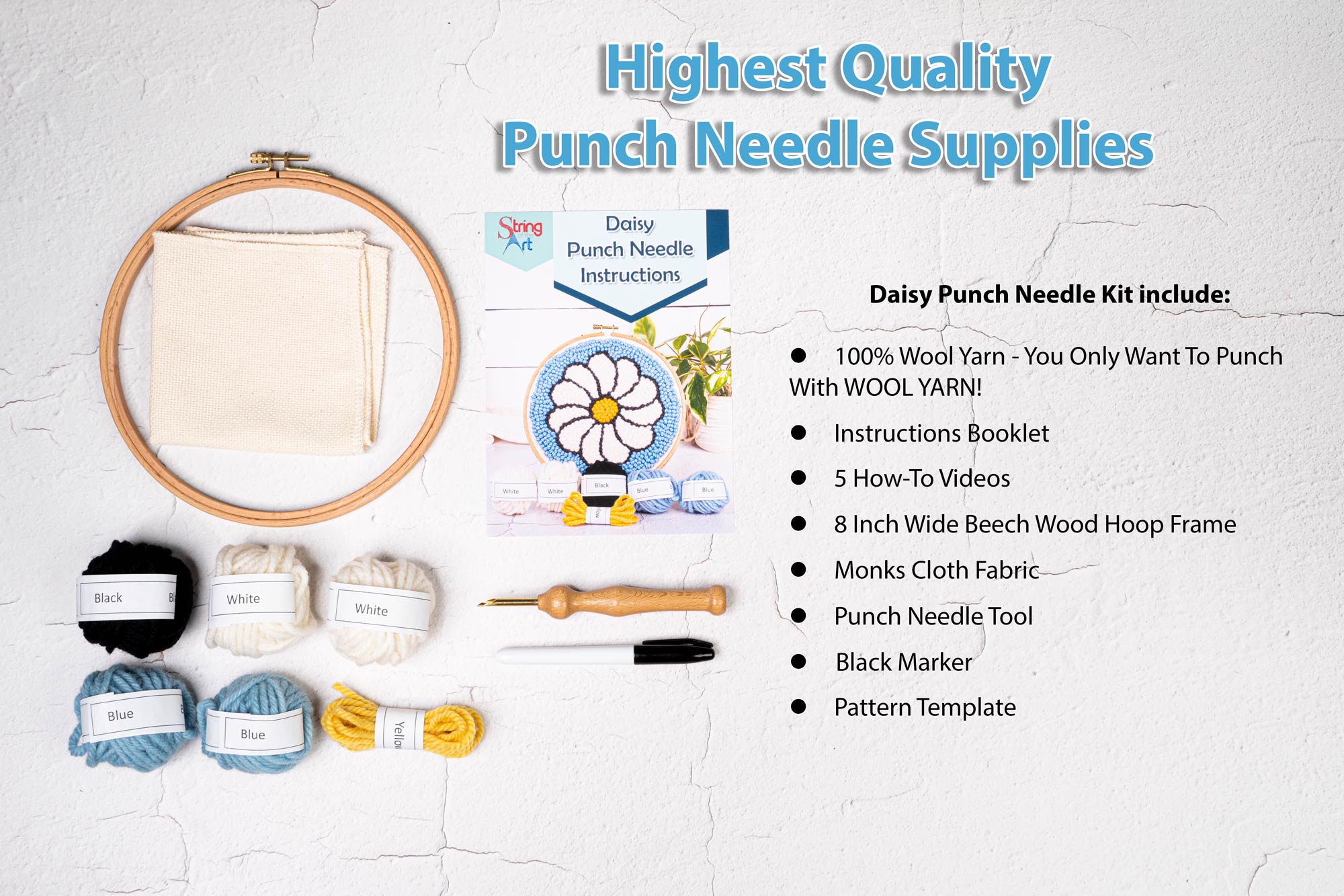 Beginner Punch Needle Kit - Pink Daisies