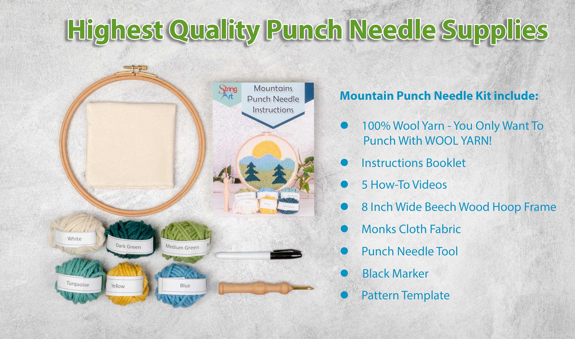 Punch Needle Kits, Tools, Yarn & Frames