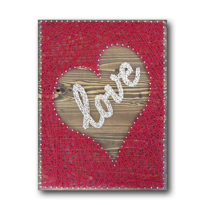 Inverted Red Heart Love String Art Kit