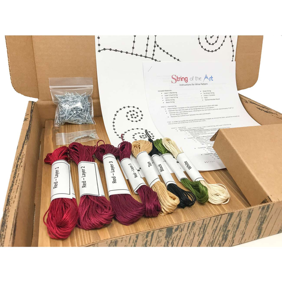 Stained Wood Pouring Wine String Art Kit