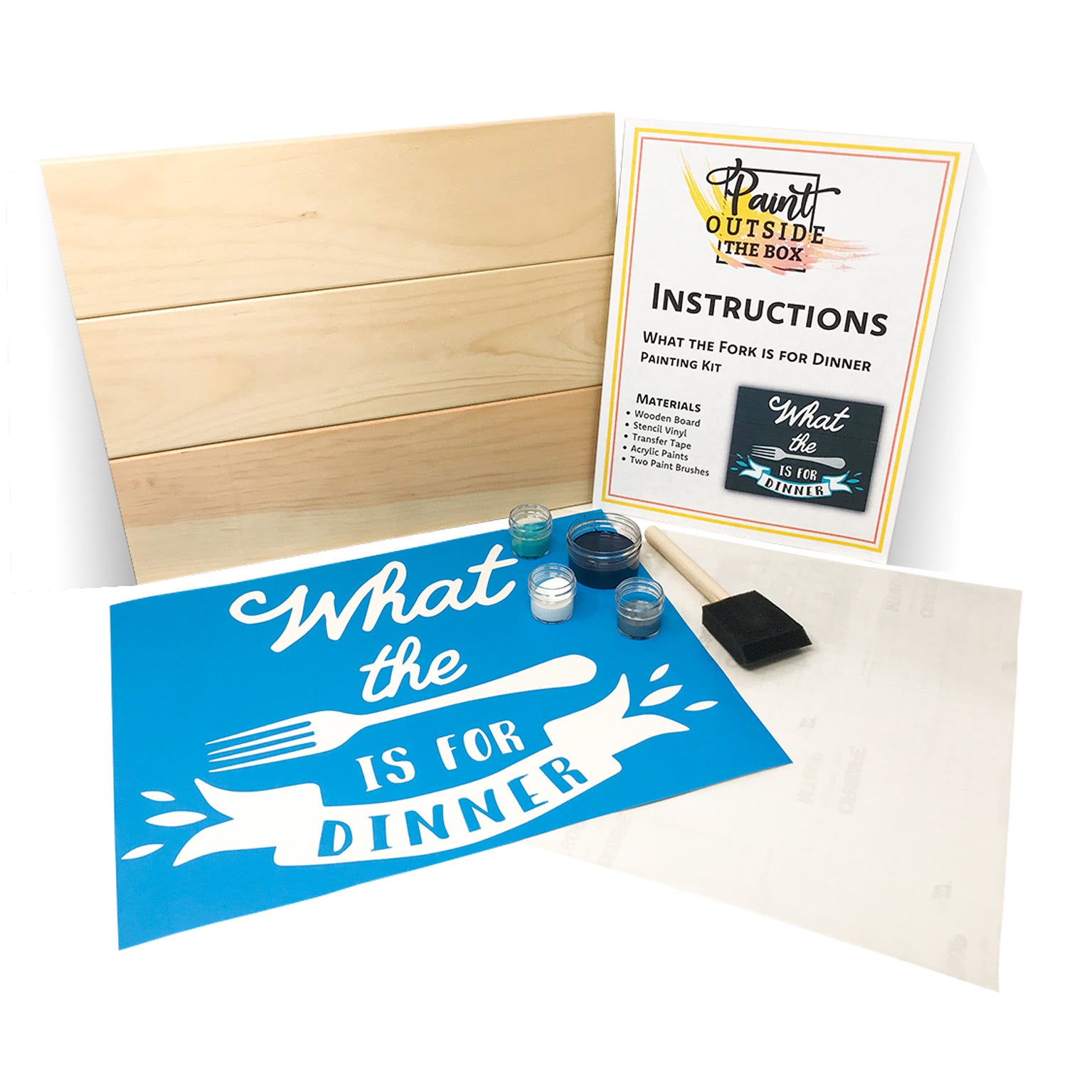 Wooden Plaque Painting Kit with Acrylic Paints and Paint Brushes