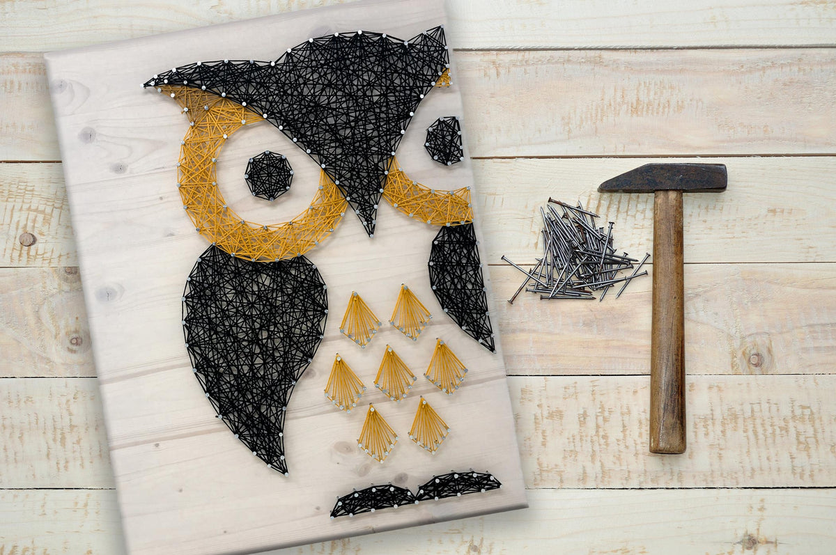 Black and Gold Owl String Art Kit