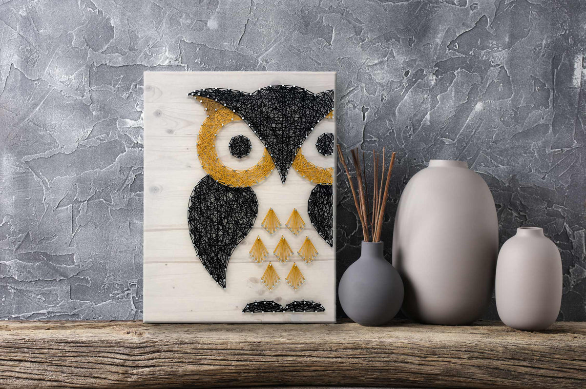 Black and Gold Owl String Art Kit